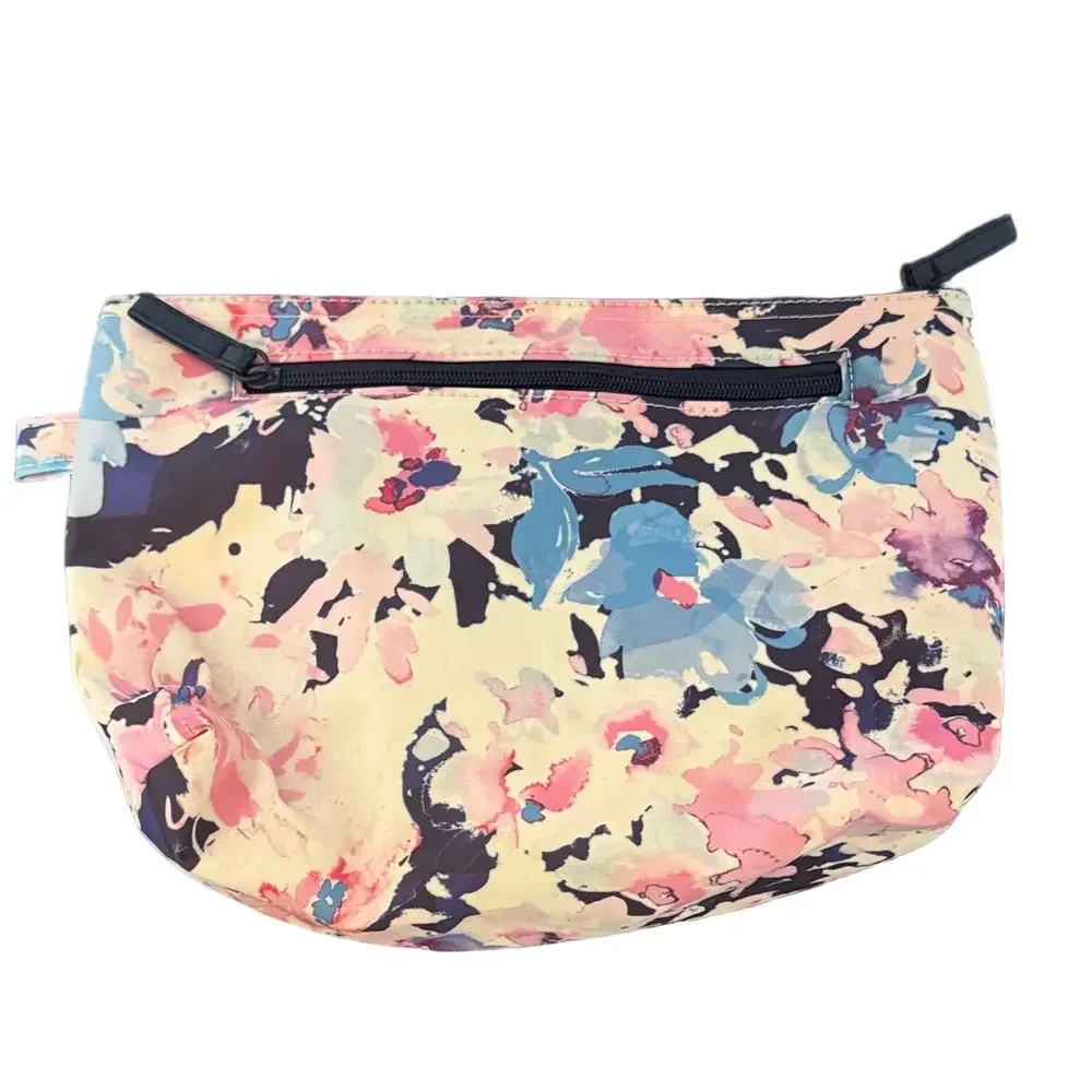 NWT Papinelle Floral Cosmetic Bag Pink Blue Cream Travel Makeup Pouch Boutique